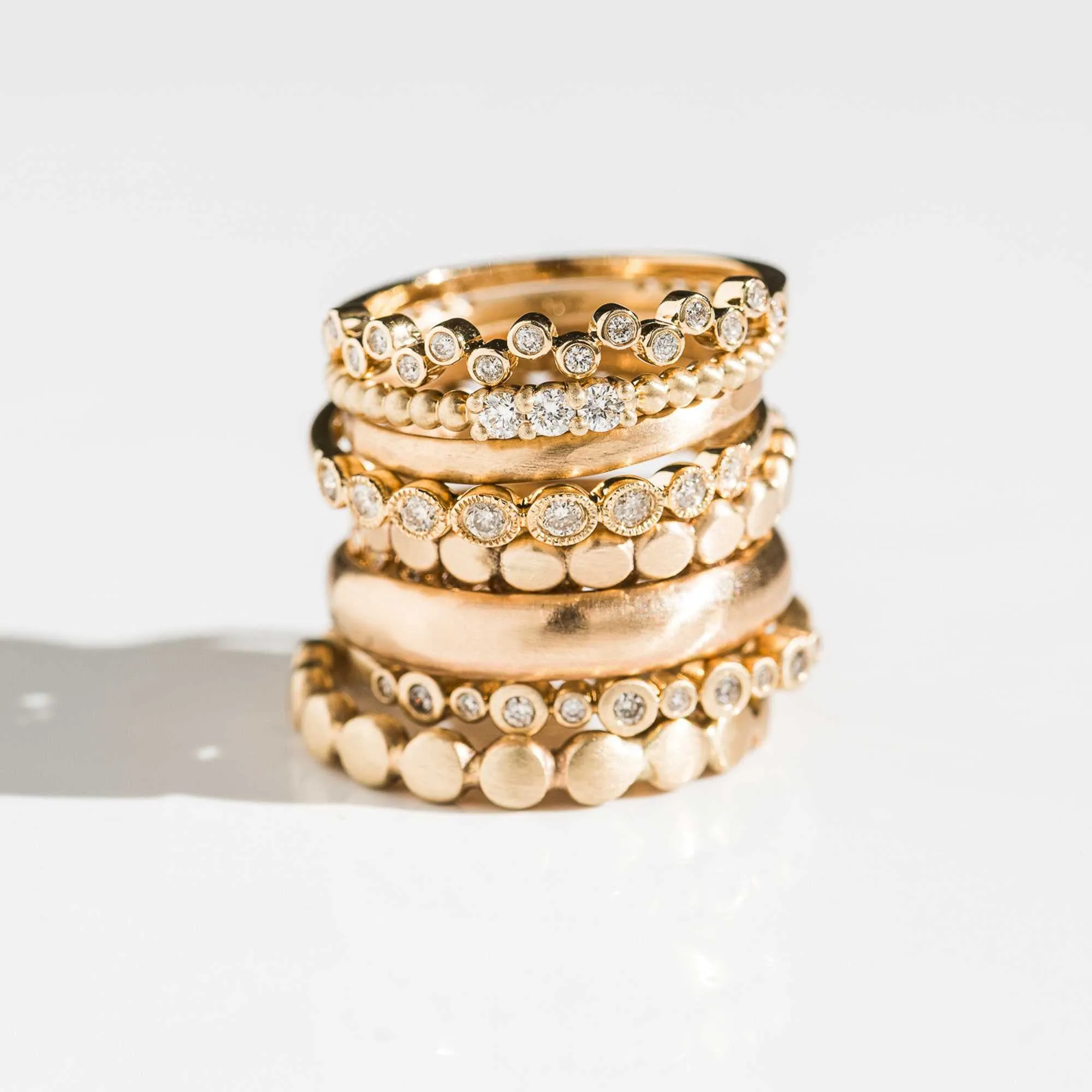 14k Gold Diamond Trio Band