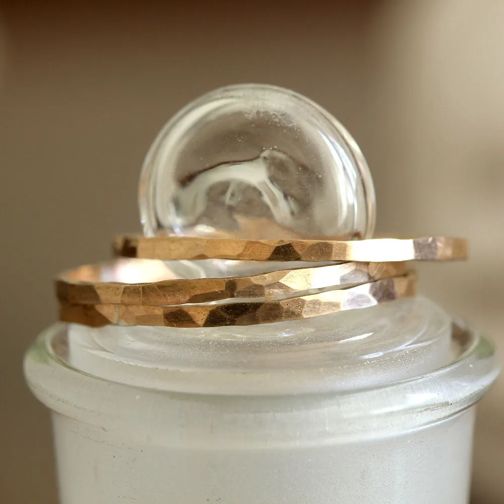 14k Gold Hammered Stacking Rings