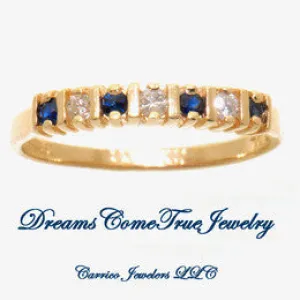 14K Gold Ladies Diamond and Sapphire Band