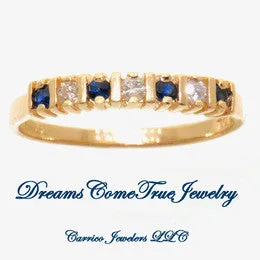 14K Gold Ladies Diamond and Sapphire Band