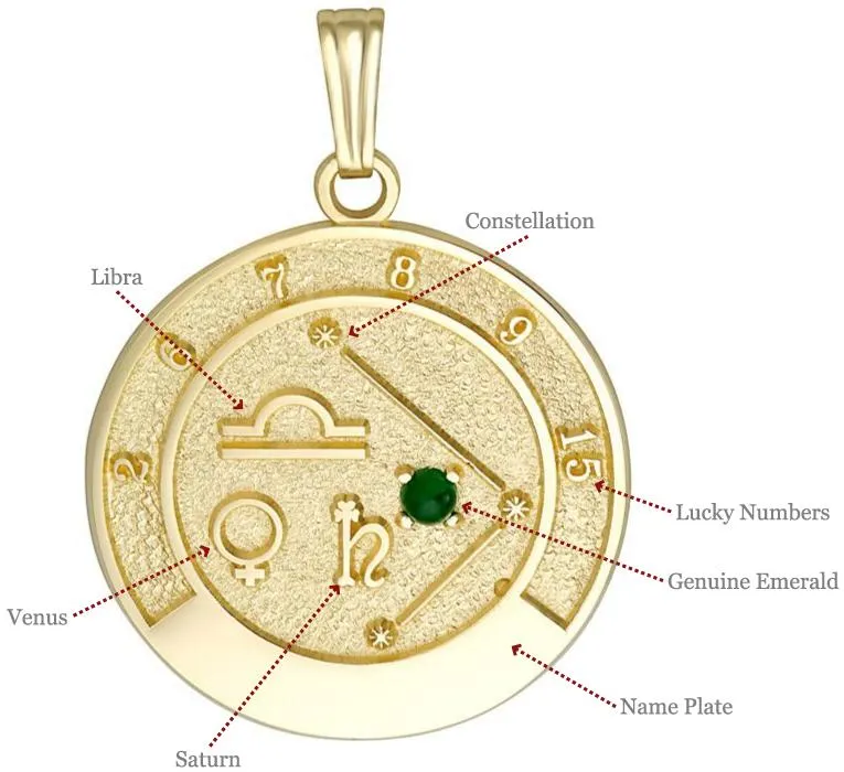 14k Gold Libra Talisman Pendant