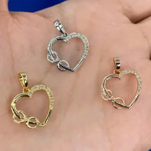 14K Heart Infinity Diamond Pendant