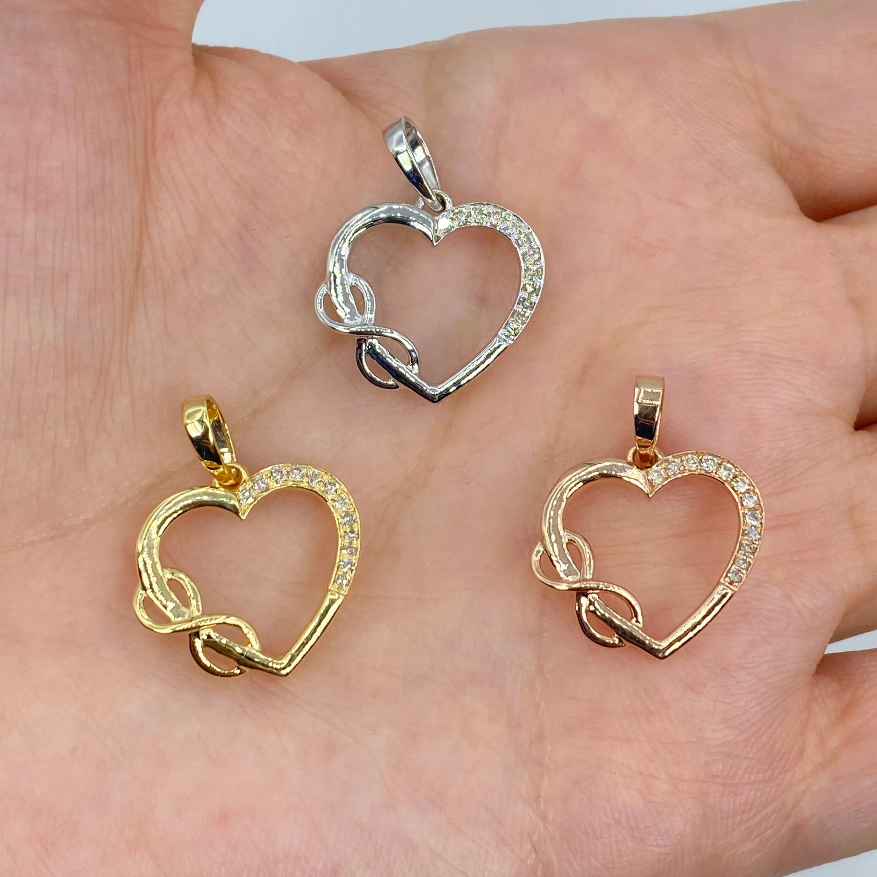 14K Heart Infinity Diamond Pendant