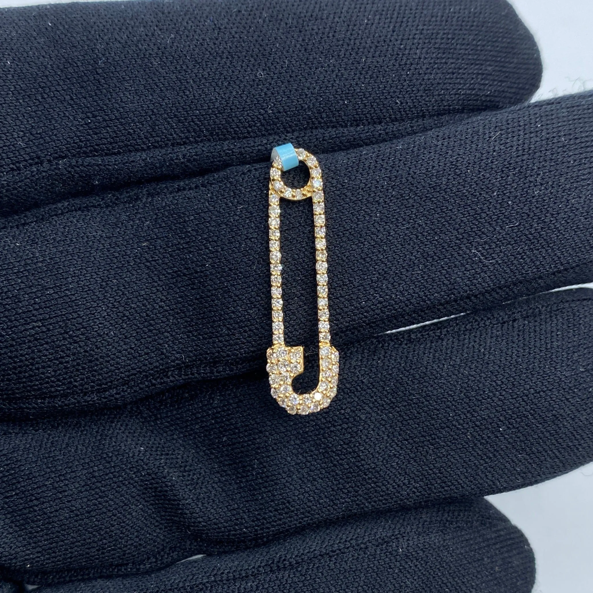 14K Iced Paper clip Pendant