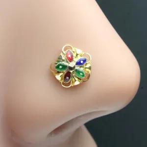 14k Real Gold Asian Style Nose Ring Nose Stud Push Pin