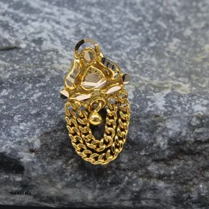 14k Real Gold Indian Bridal Nose Pin Chain Design Women Nose Stud Pin