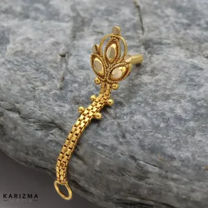 14k Real Gold Indian Chain Style Women Nose Stud Push Pin