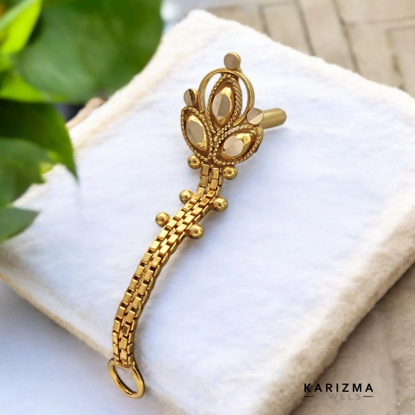 14k Real Gold Indian Chain Style Women Nose Stud Push Pin