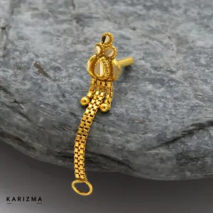 14k Real Gold Indian gifting jewelery Chain Style Women Nose Stud Push Pin