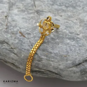 14k Real Gold Indian pretty gift Chain Style Women Nose Stud Push Pin