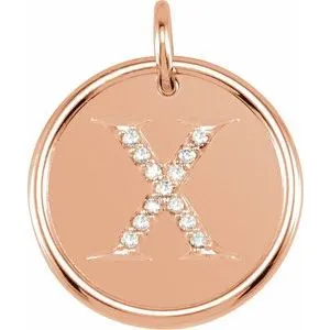 14K Rose .07 CTW Natural Diamond Posh Mommy¬Æ Initial X Pendant