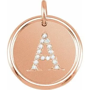 14K Rose .08 CTW Diamond Initial A Pendant