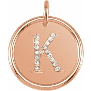 14K Rose .08 CTW Diamond Initial K Pendant