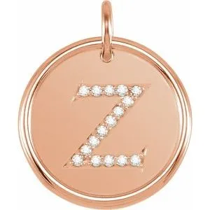 14K Rose .08 CTW Natural Diamond Posh Mommy¬Æ Initial Z Pendant