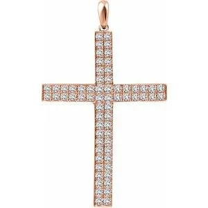 14K Rose 1 CTW Diamond Cross Pendant