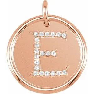 14K Rose 1/10 CTW Natural Diamond Posh Mommy¬Æ Initial E Pendant