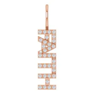 14K Rose 1/8 CTW Natural Diamond "Faith" Charm/Pendant