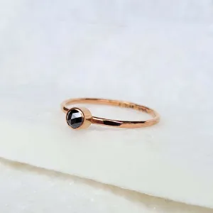 14K Rose Cut Black Diamond Stacking Ring in Rose Gold