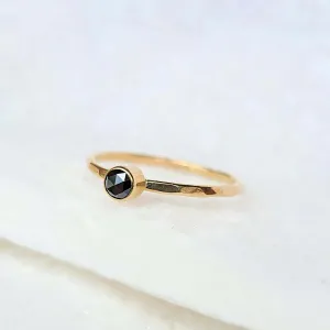 14K Rose Cut Black Diamond Stacking Ring in Yellow Gold