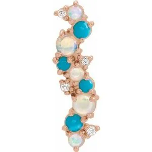 14K Rose Ethiopian Opal Turquoise & .03 CTW Diamond Scatted Pendant