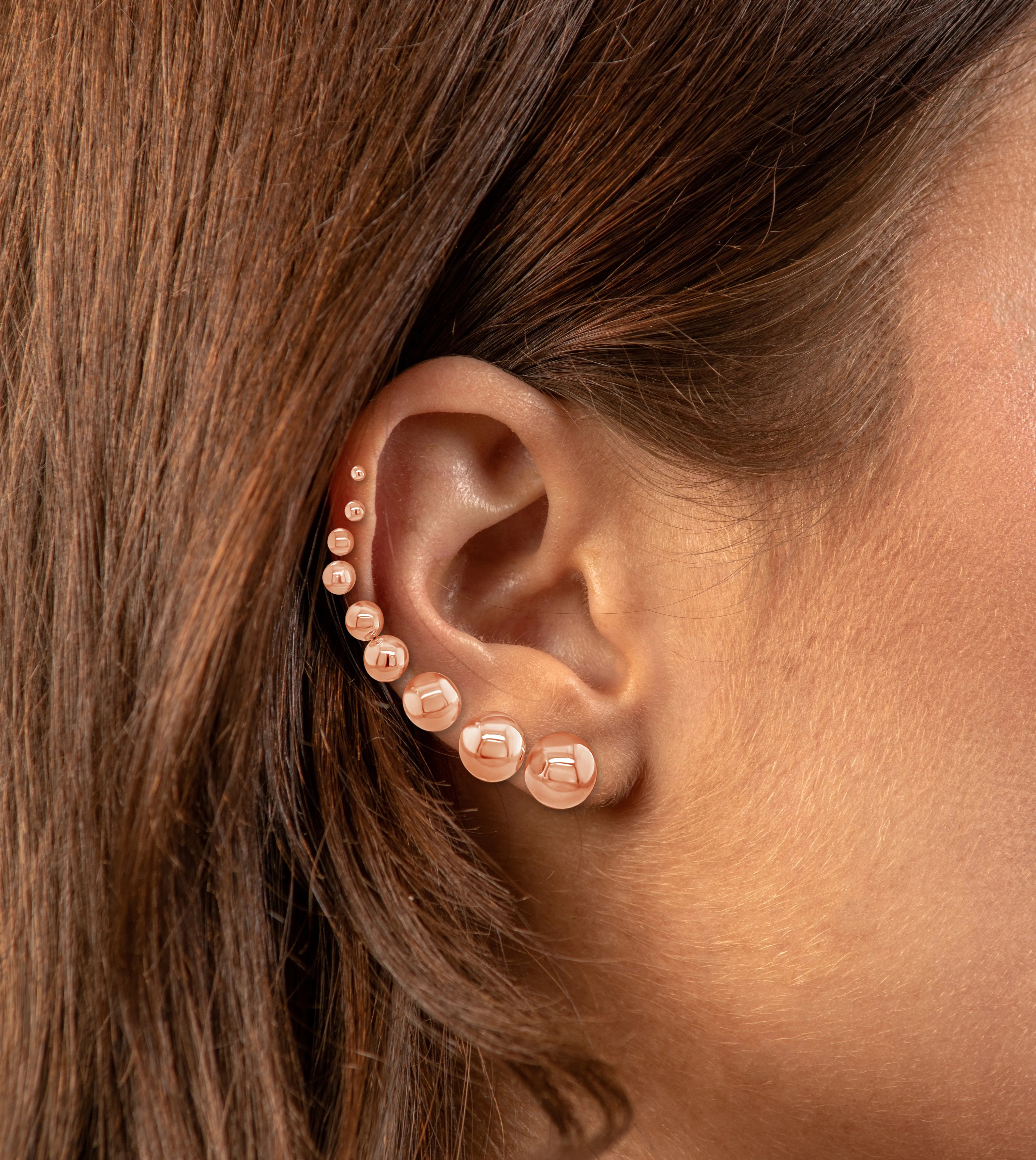 14k Rose Gold Ball Stud Earring
