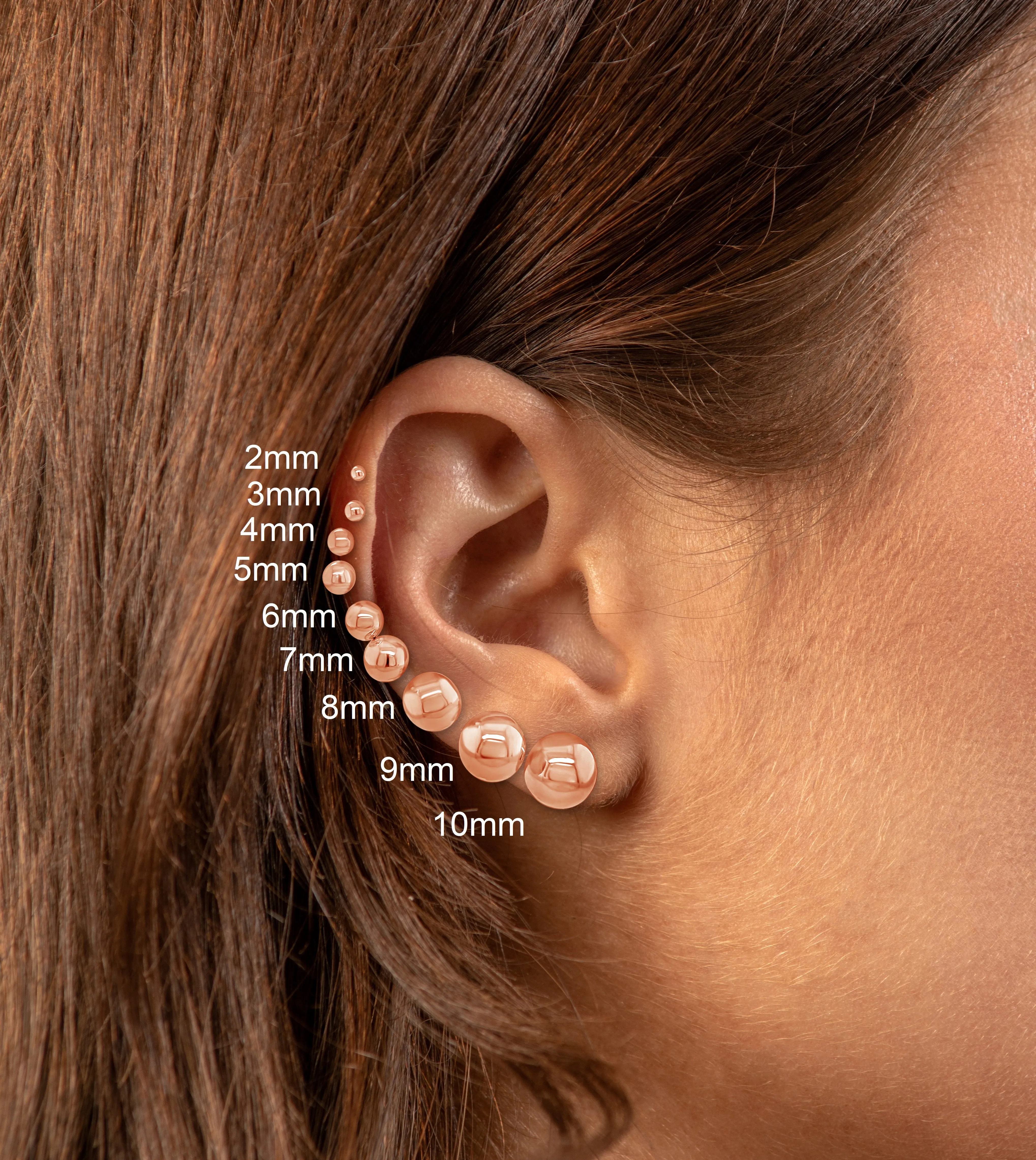 14k Rose Gold Ball Stud Earring