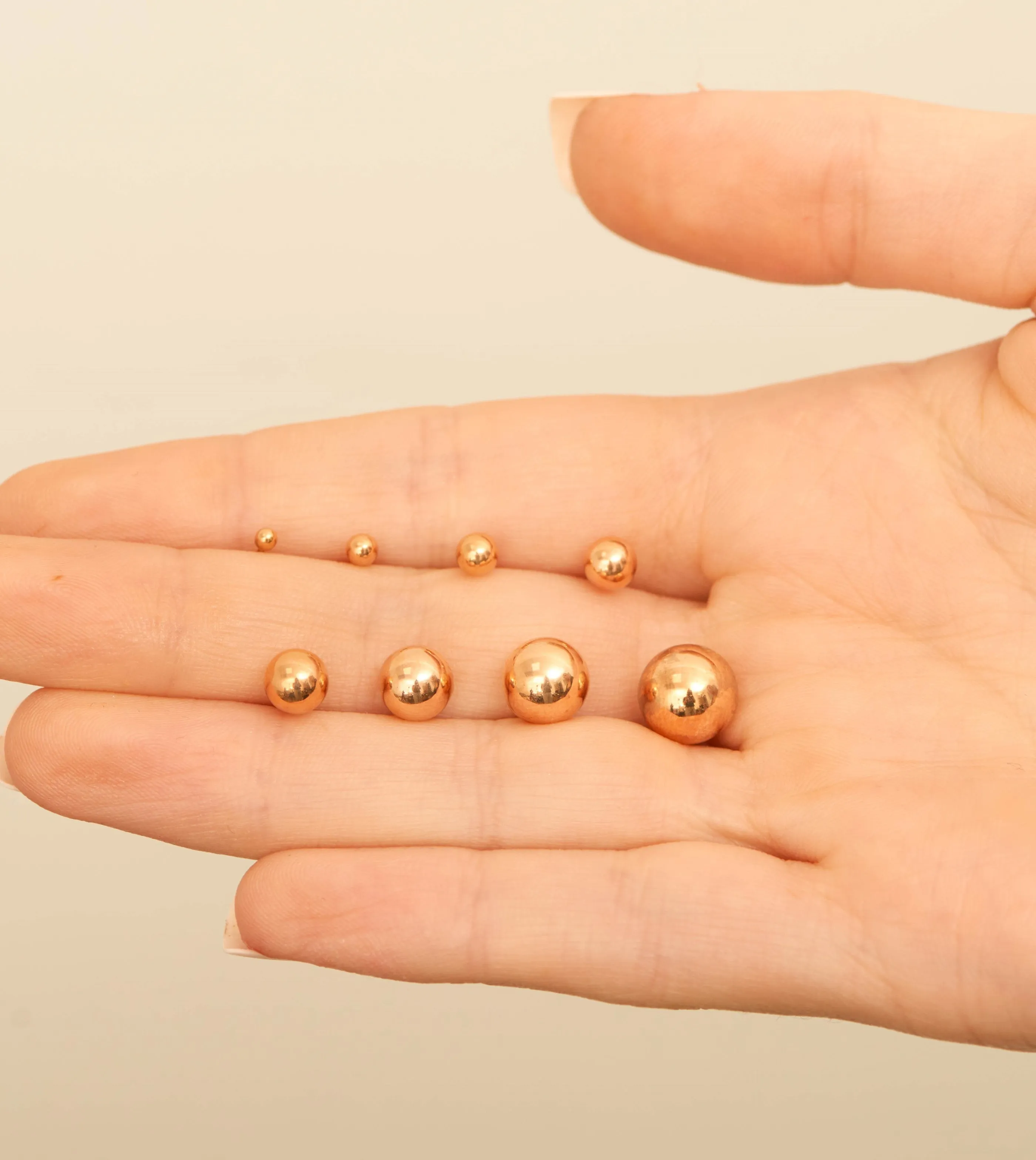 14k Rose Gold Ball Stud Earring