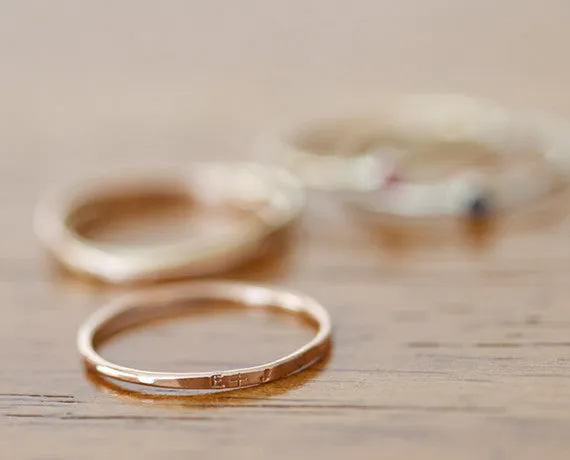 14k Rose Gold Dainty Personalized Band (S0597)