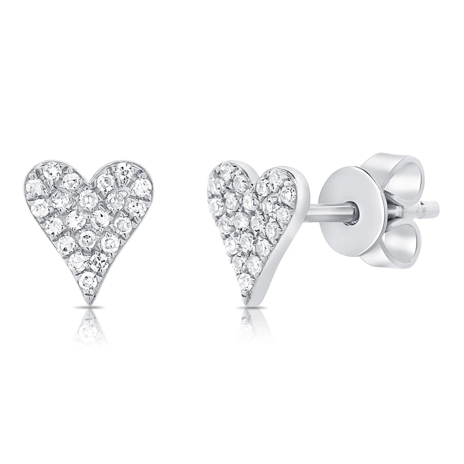 14K Rose Gold Diamond Elongated Heart Stud Earrings