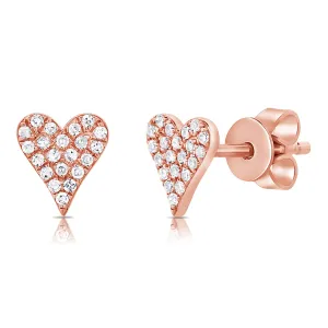 14K Rose Gold Diamond Elongated Heart Stud Earrings