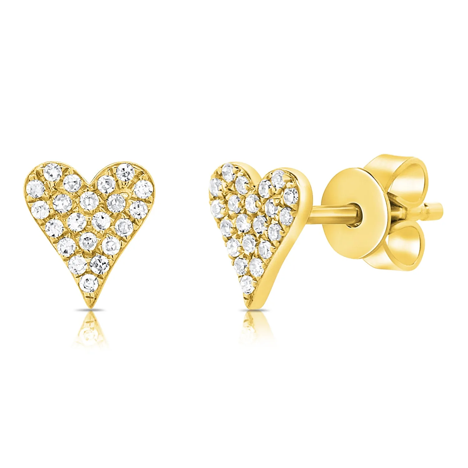 14K Rose Gold Diamond Elongated Heart Stud Earrings