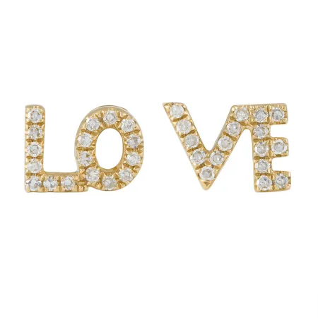 14K Rose Gold Diamond LOVE Earrings