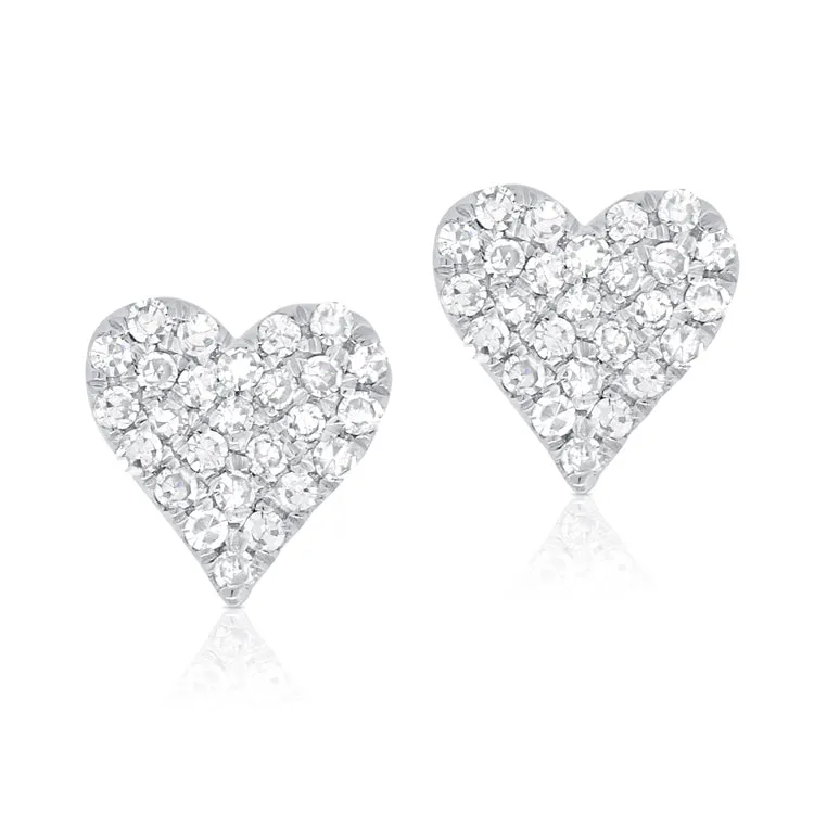 14K Rose Gold Diamond Small Heart Stud Earrings