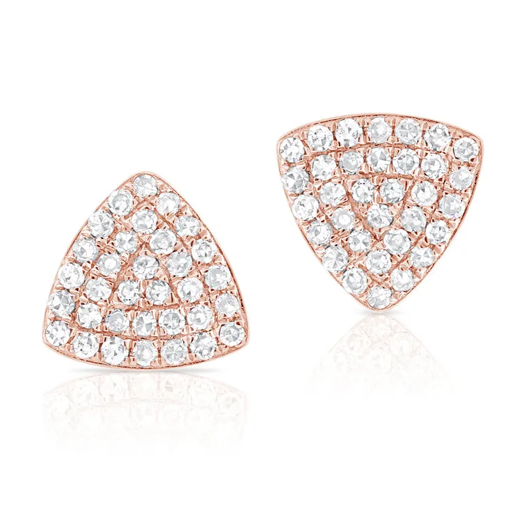 14K Rose Gold Diamond Triangle Stud Earrings