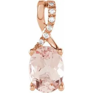 14K Rose Morganite & .03 CTW Diamond Pendant