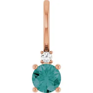 14K Rose Natural Alexandrite & .015 CT Natural Diamond Charm/Pendant