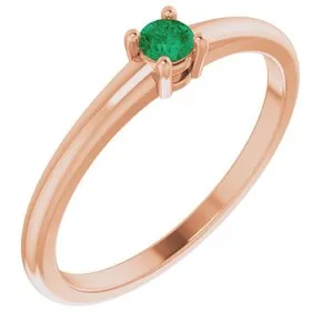 14K Rose Natural Emerald Ring