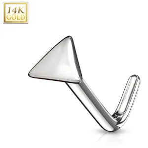 14K Solid Gold Flat Triangle Top L Bend Nose Ring