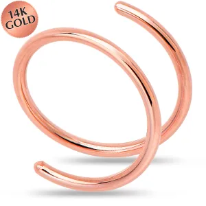 14k Solid Rose Gold Double Hoop Nose Spiral Nose Ring (Select your Size)