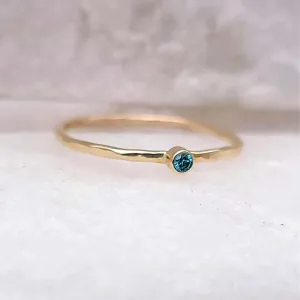 14K Thin Blue Diamond Stacking Ring
