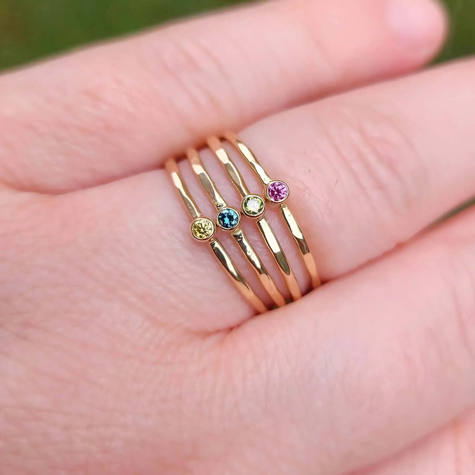 14K Thin Blue Diamond Stacking Ring