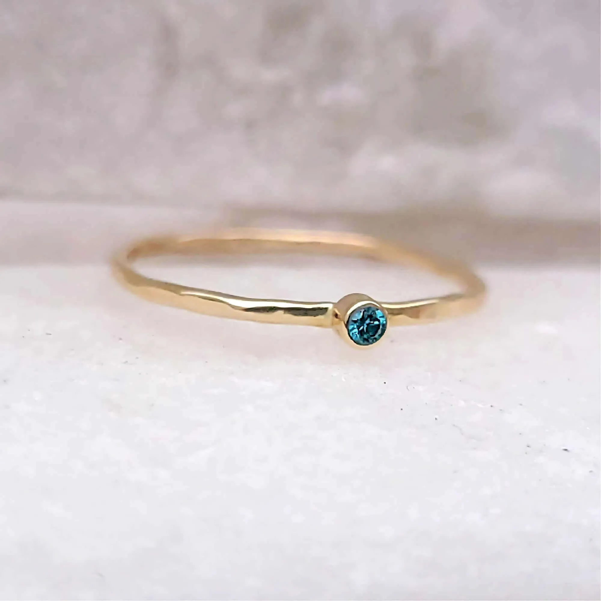 14K Thin Blue Diamond Stacking Ring
