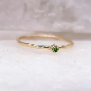 14K Thin Green Diamond Stacking Ring
