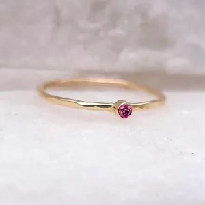 14K Thin Pink Diamond Stacking Ring