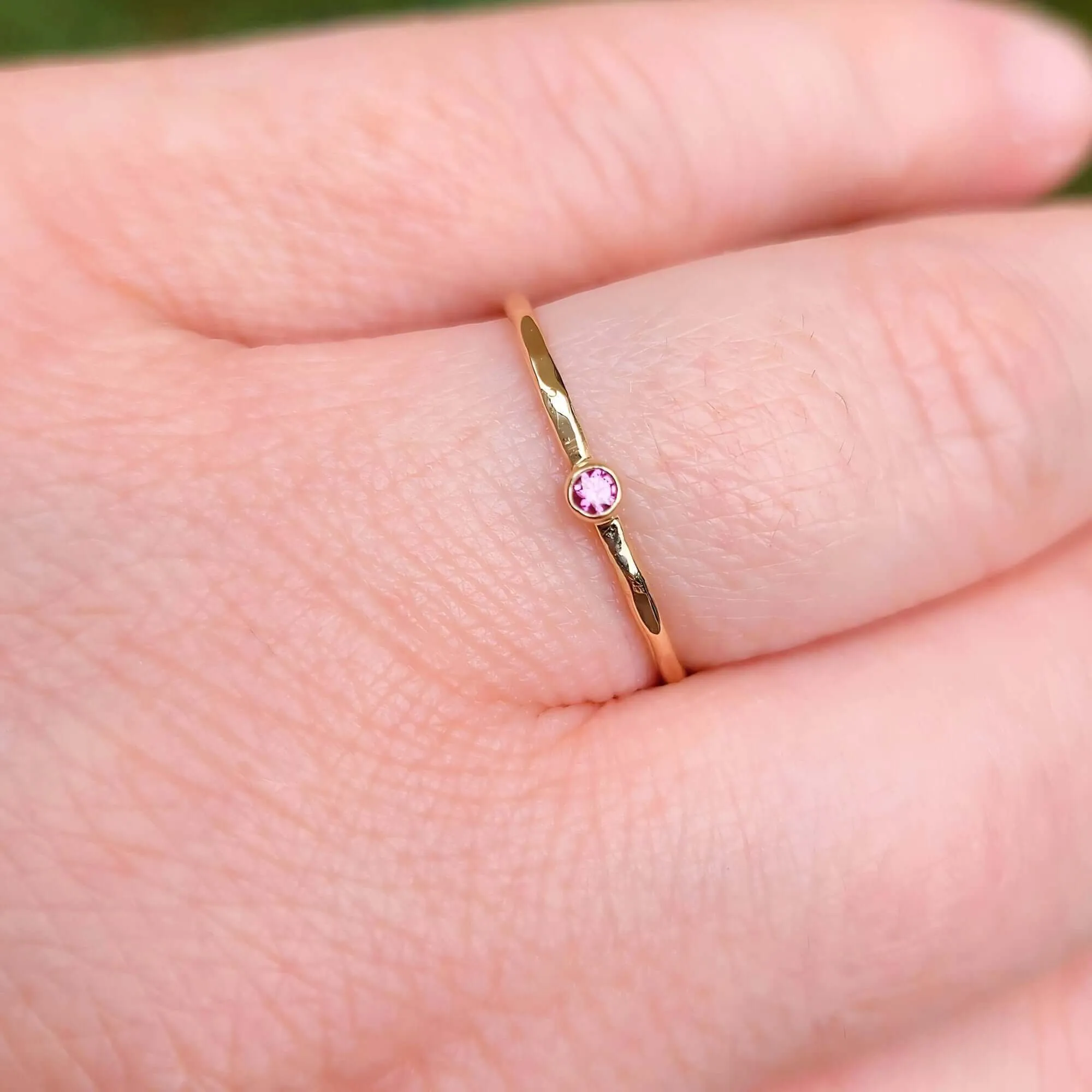 14K Thin Pink Diamond Stacking Ring