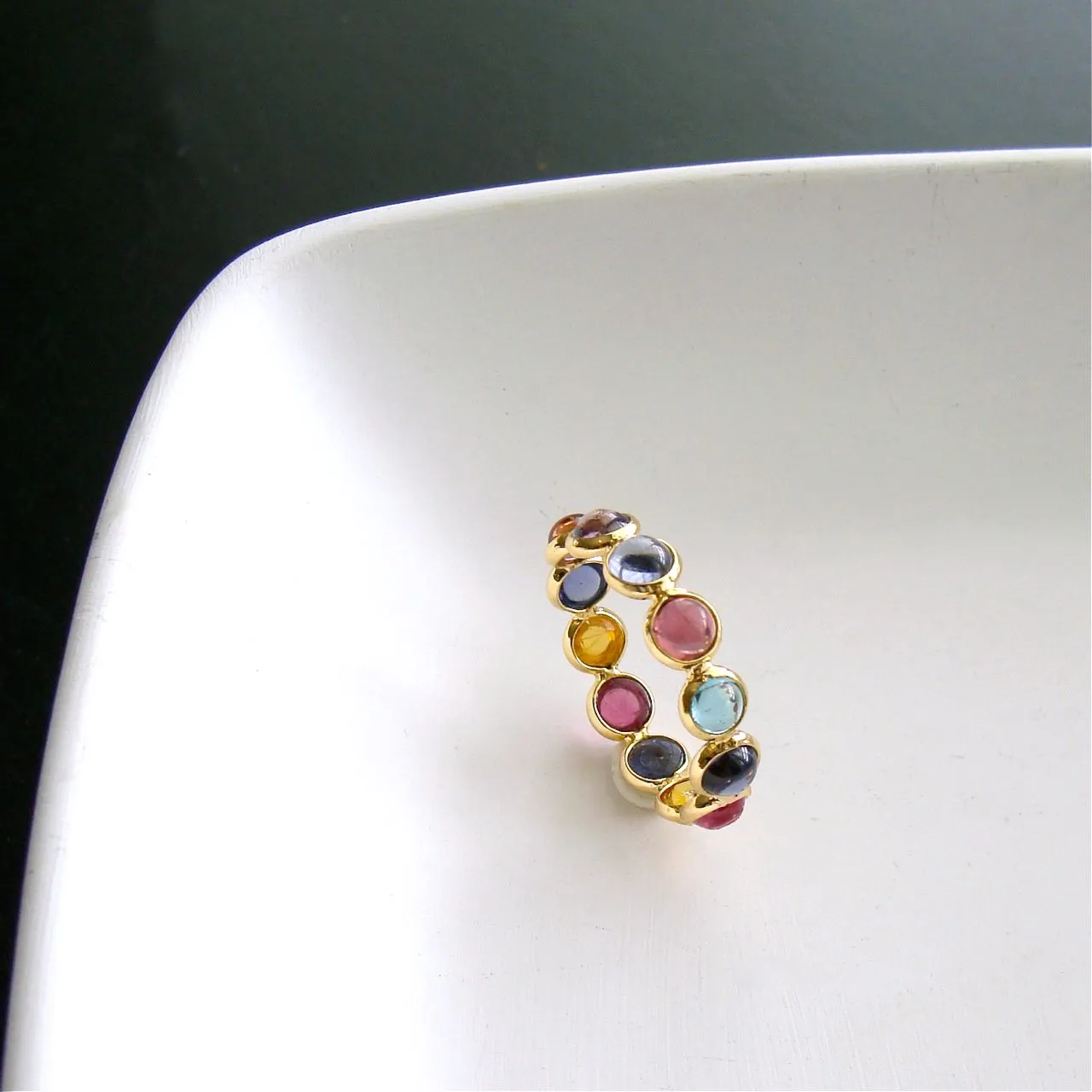 14k Tourmaline Stacking Ring - Confetti Ring