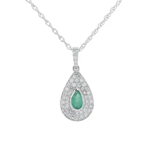 14K WG .18 CT Emerald Pendant