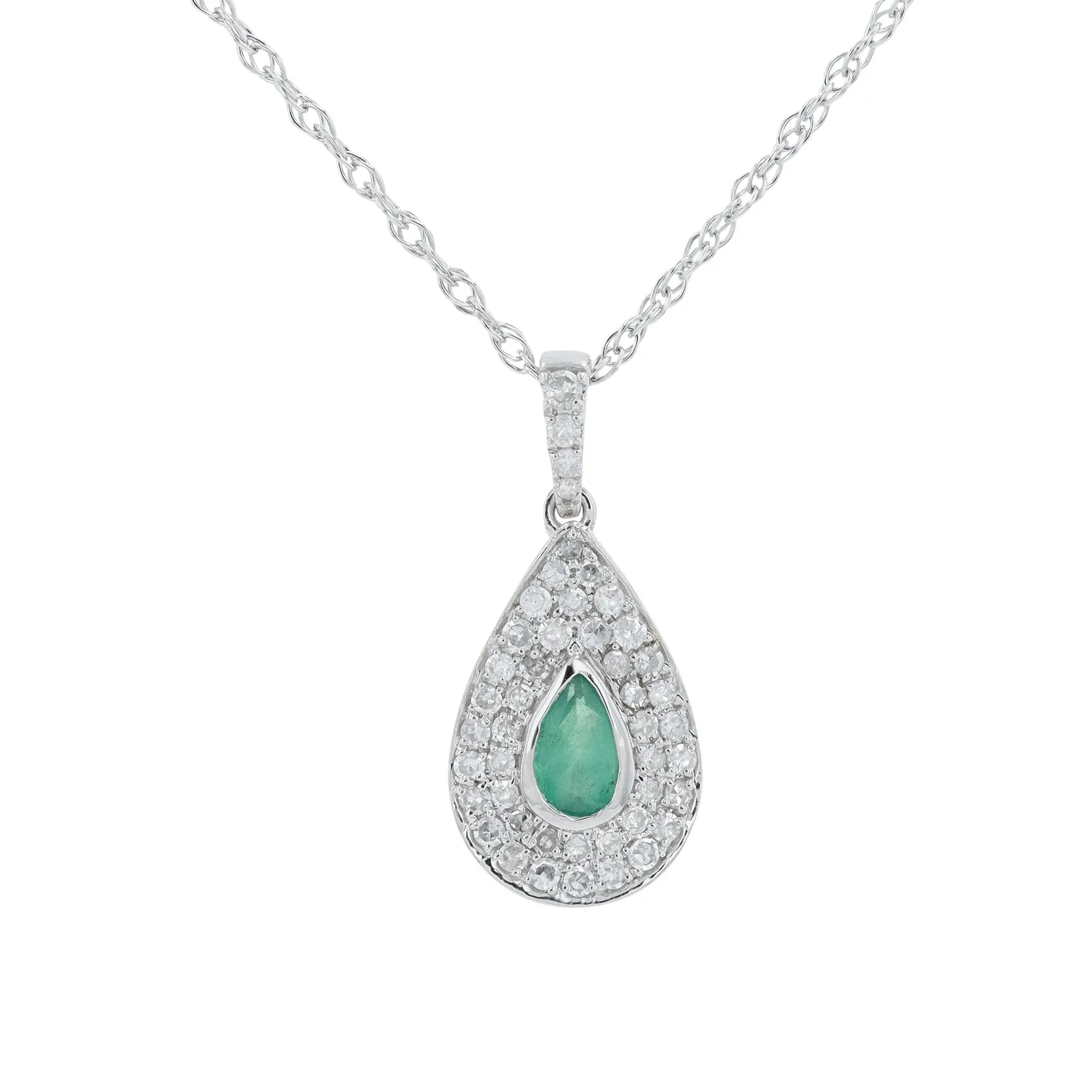 14K WG .18 CT Emerald Pendant
