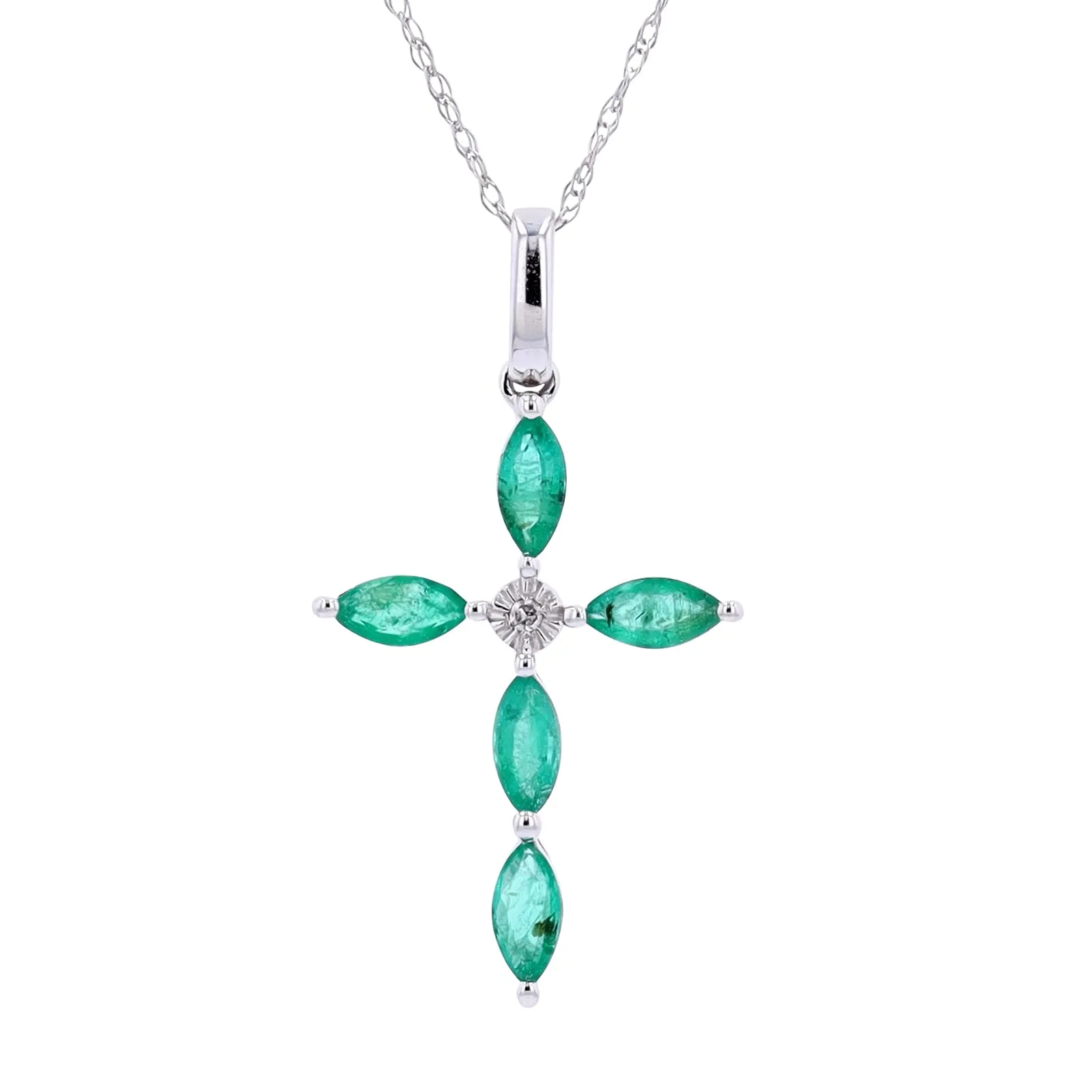 14K WG Gemstone Cross Pendant<p><strong>More Colors Available</p></strong>