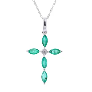 14K WG Gemstone Cross Pendant<p><strong>More Colors Available</p></strong>